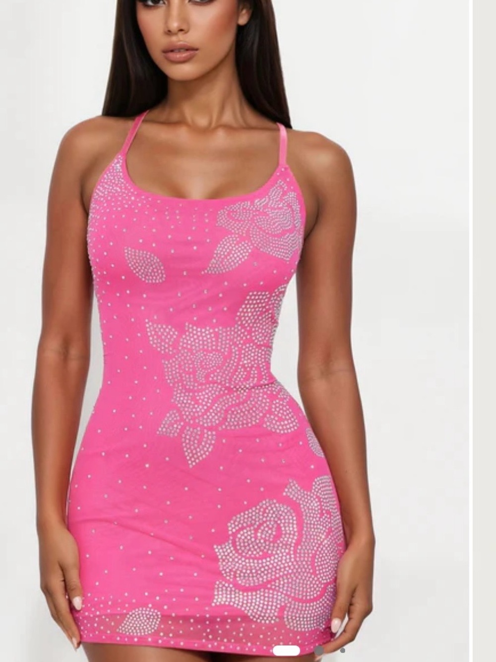 Fashion Brand Company Hot Pink Rhinestone Rose Bodycon Dress